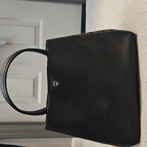 MCM Black Leather Tote Bag